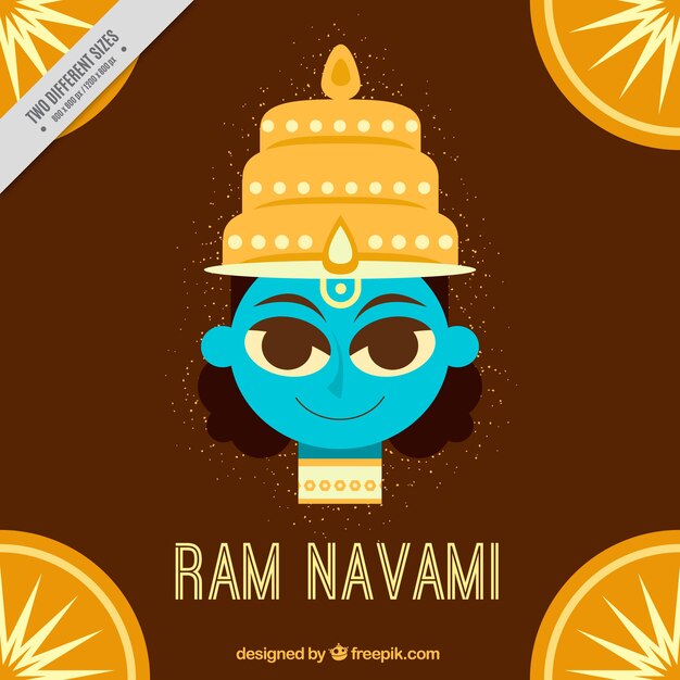 Fondo marrón con ram navami en diseño plano