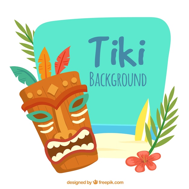 Fondo de máscara tiki de madera 