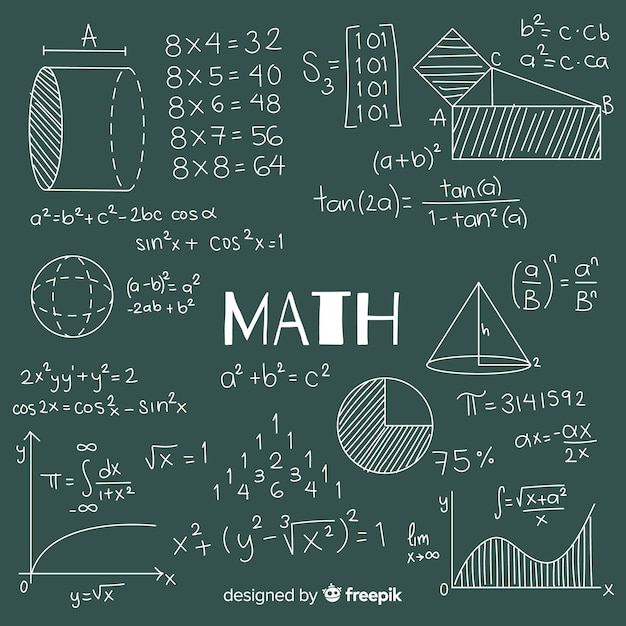 Fondo de matemáticas en la pizarra