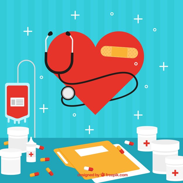 Fondo de medicina en estilo plano