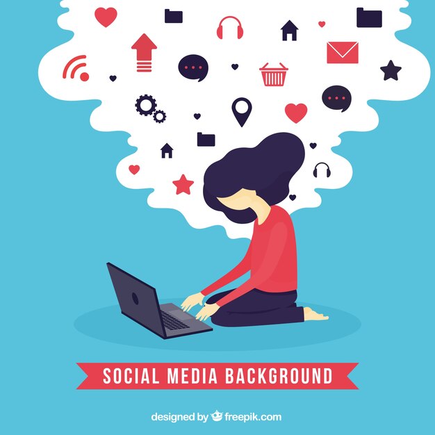 Fondo de medios de comunicación social en estilo plano