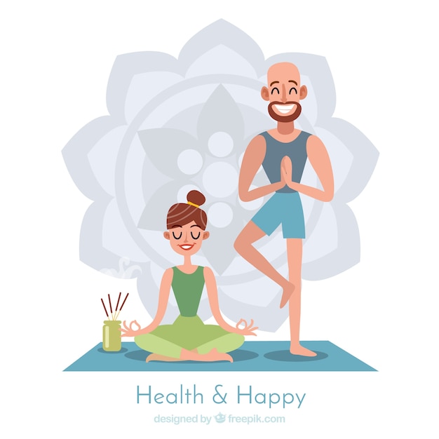 Vector gratuito fondo de meditación con pareja