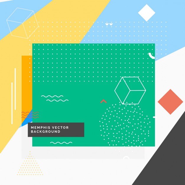 Fondo memphis con elementos geométricos