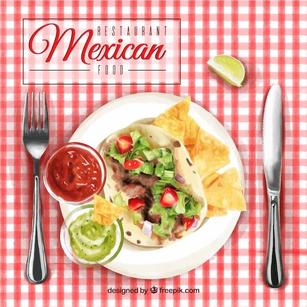 Vector gratuito fondo de menú de comida mexicana de acuarela