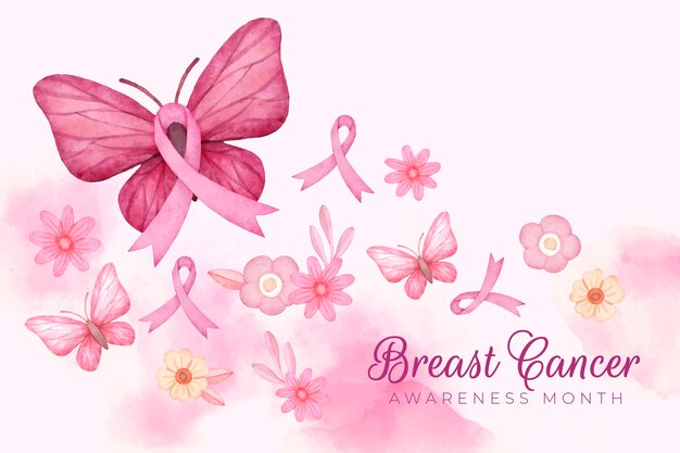 Fondo del mes de concientización sobre el cáncer de mama en acuarela