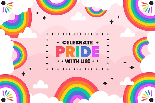 Fondo del mes del orgullo dibujado a mano con arco iris