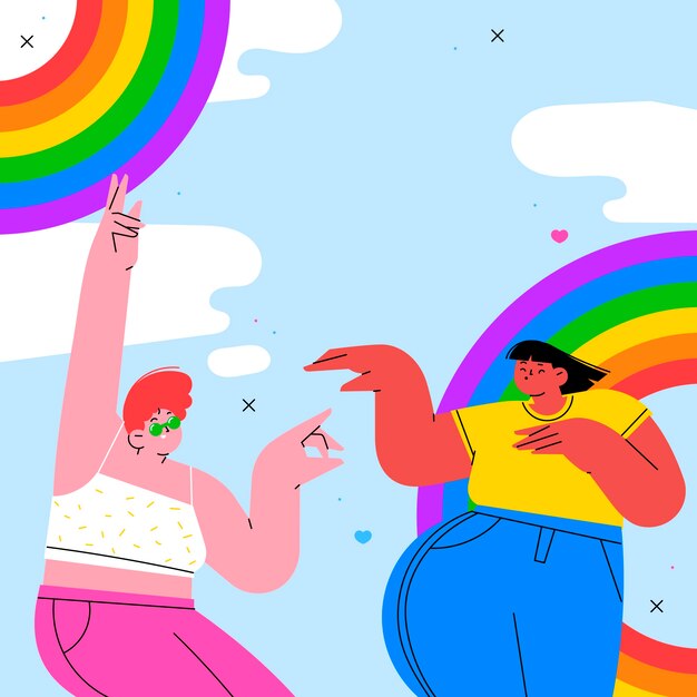 Fondo del mes del orgullo dibujado a mano