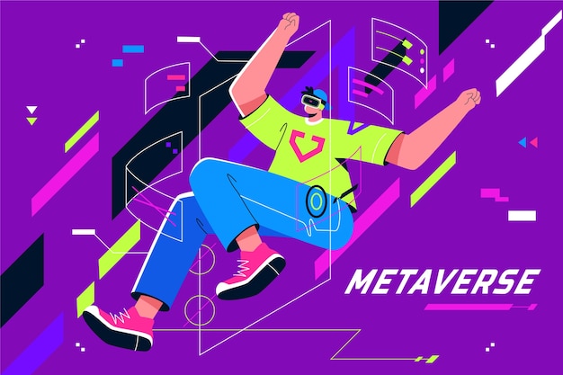 Fondo de metaverso de diseño plano dibujado a mano