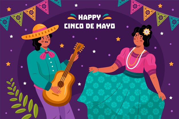 Fondo mexicano cinco de mayo dibujado a mano