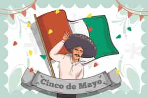 Vector gratuito fondo mexicano plano cinco de mayo