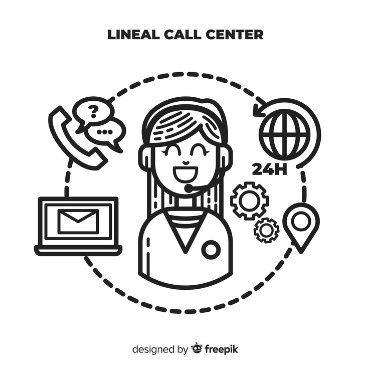 Vector gratuito fondo moderno del centro de llamadas en estilo lineal