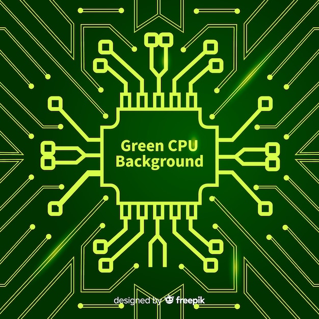 Vector gratuito fondo moderno de cpu en color verde