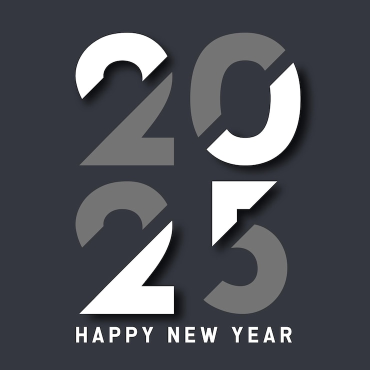Vector gratuito fondo moderno de feliz año nuevo con diseño tipográfico mínimo