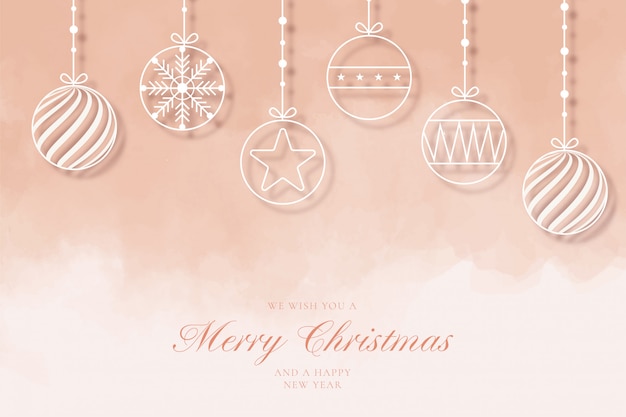 Fondo moderno de feliz Navidad con bolas de línea
