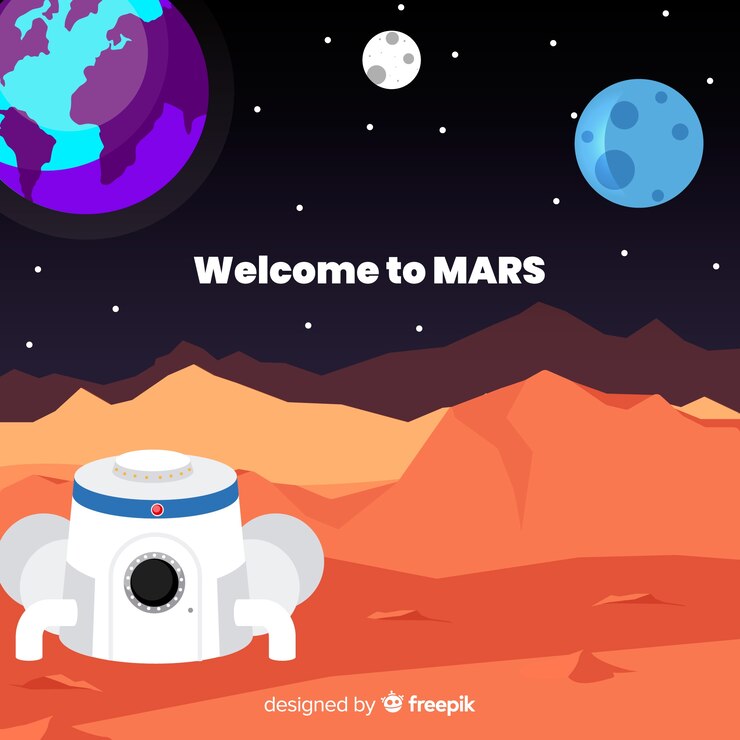 Vector gratuito fondo moderno de marte con diseño plano