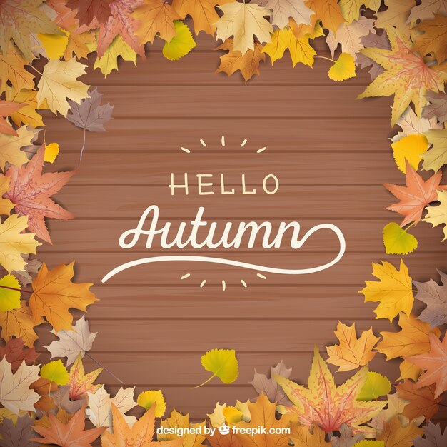Fondo moderno de otoño con hojas realistas