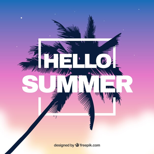 Fondo moderno de verano con palmera