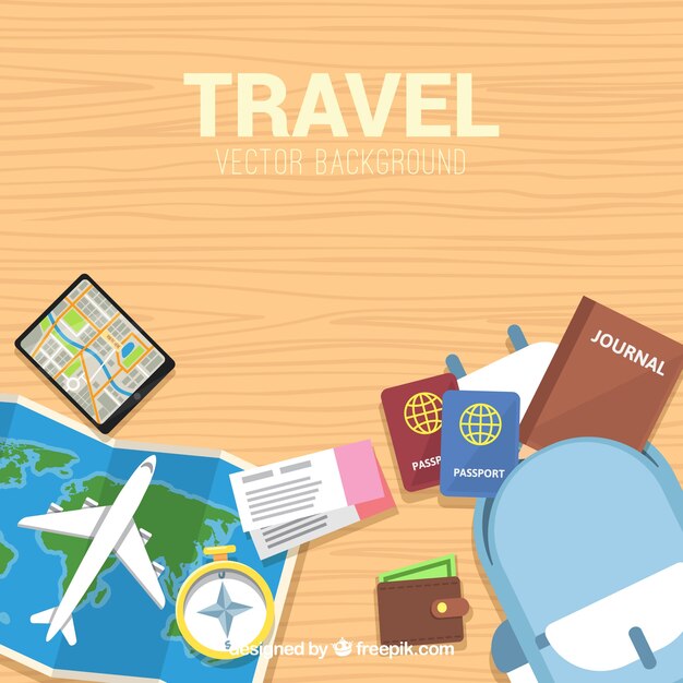 Fondo moderno de viaje con diseño plano
