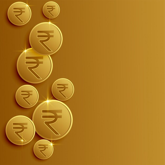 Fondo de monedas de rupia india con espacio de texto