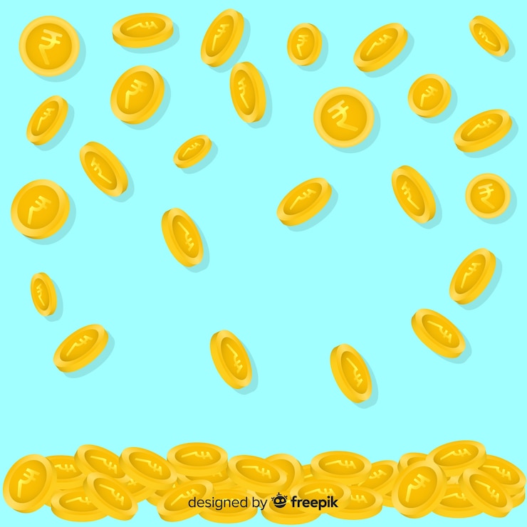 Vector gratuito fondo de monedas de rupias indias cayendo