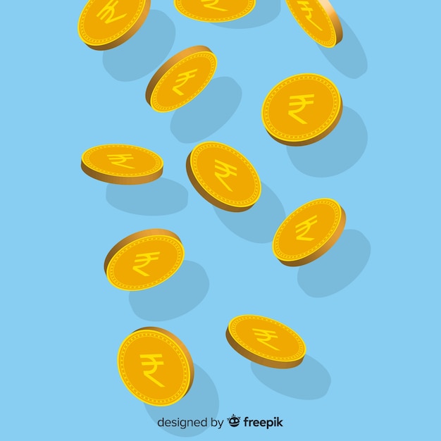 Fondo de monedas de rupias indias cayendo