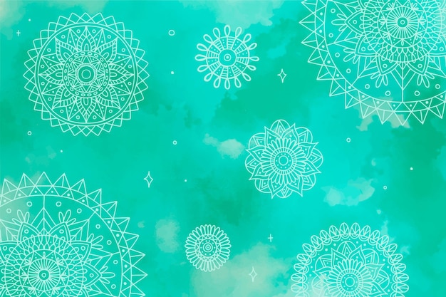 Vector gratuito fondo monocromático en acuarela con mandalas