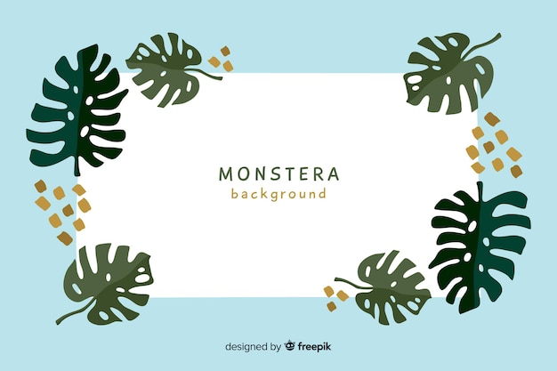 Vector gratuito fondo de monstera dibujado a mano