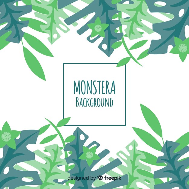 Fondo de monstera en diseño plano