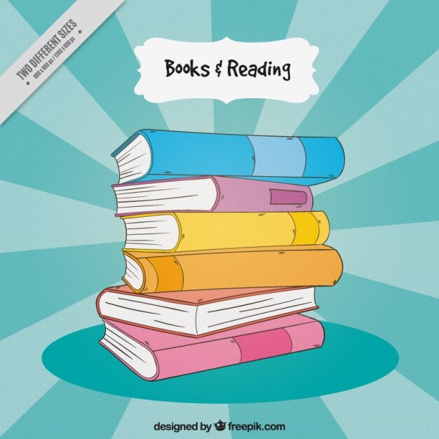 Fondo de montón de libros dibujados a mano 