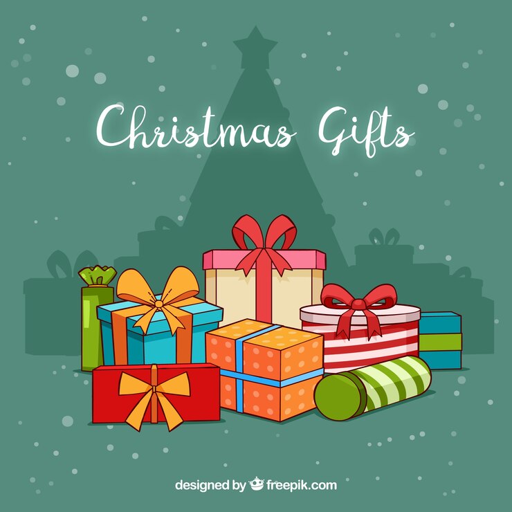 Vector gratuito fondo de un montón de regalos de navidad 