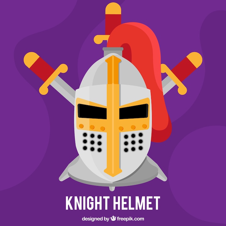 Vector gratuito fondo morado de armadura con espadas en diseño plano