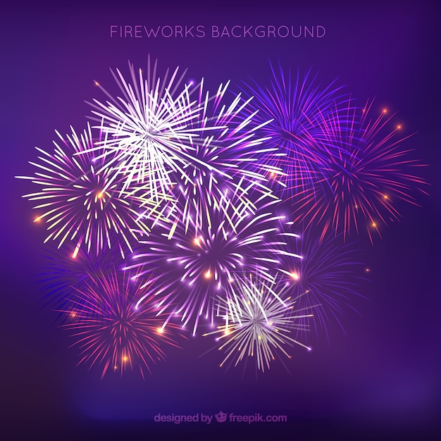 Fondo morado de fuegos artificiales