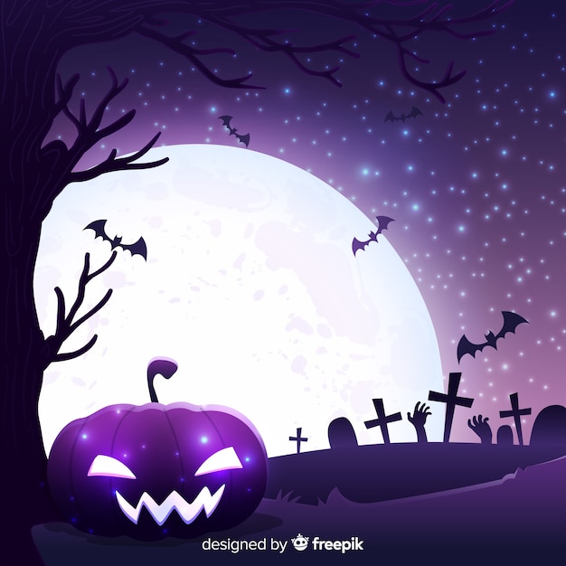 Vector gratuito fondo morado de halloween