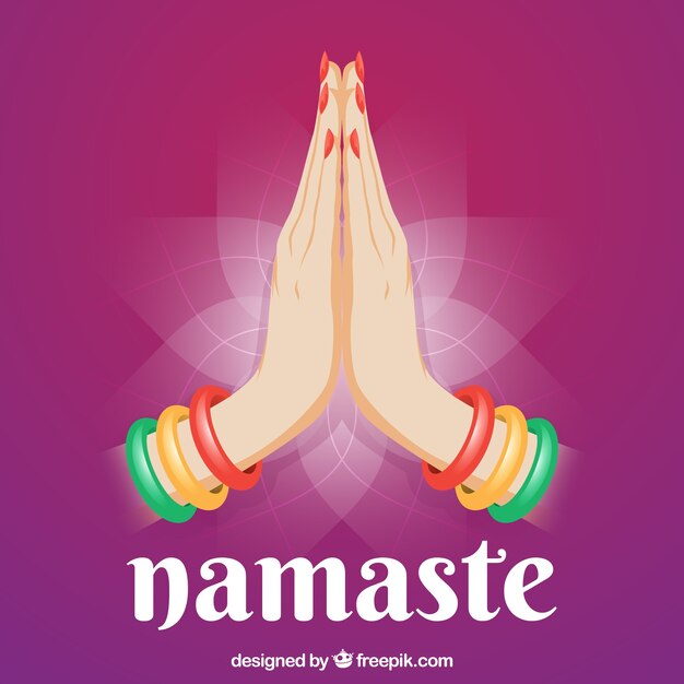 Fondo morado de saludo namaste 