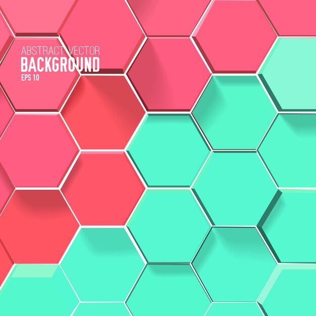Fondo de mosaico claro con hexágonos rojos y verdes