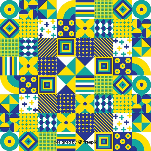Fondo de mosaico colorido decorativo con formas geométricas