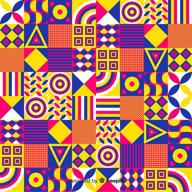 Fondo de mosaico colorido decorativo con formas geométricas