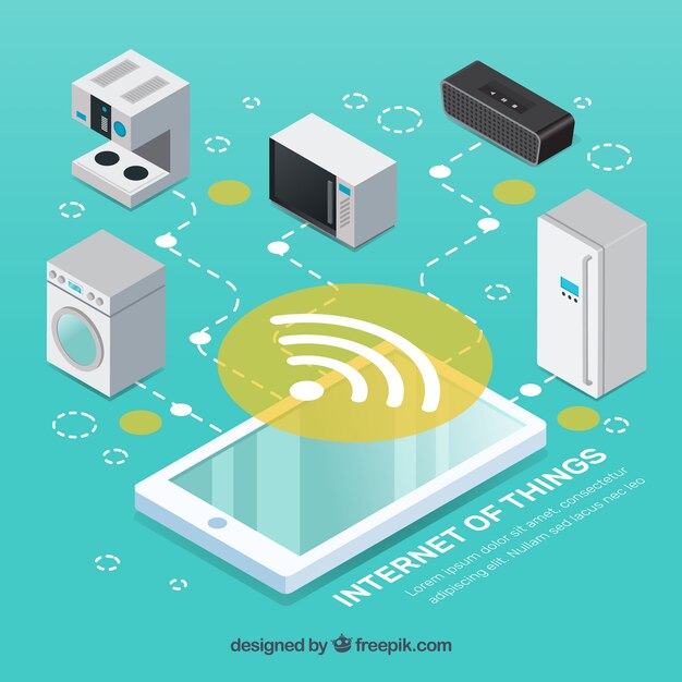 Fondo de móvil y electrodomésticos con internet 