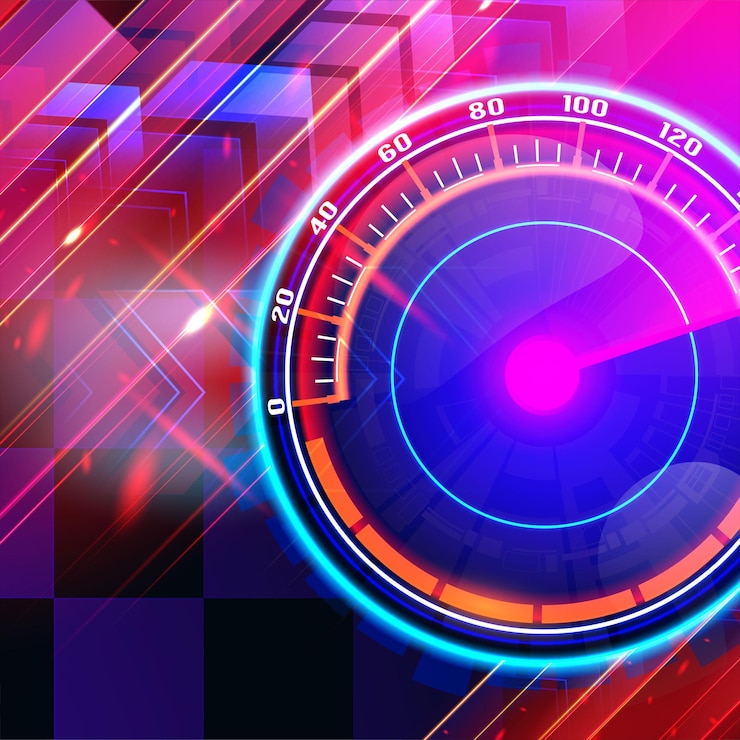 Vector gratuito fondo de movimiento de velocidad de banner con coche de velocímetro rápido fondo de velocidad de carreras