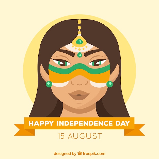 Vector gratuito fondo de mujer celebrando la independencia de india