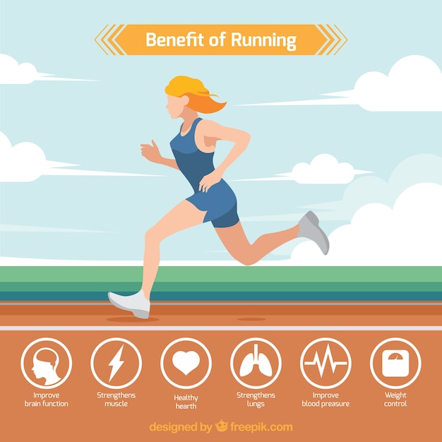 Vector gratuito fondo de mujer corriendo con datos infográficos