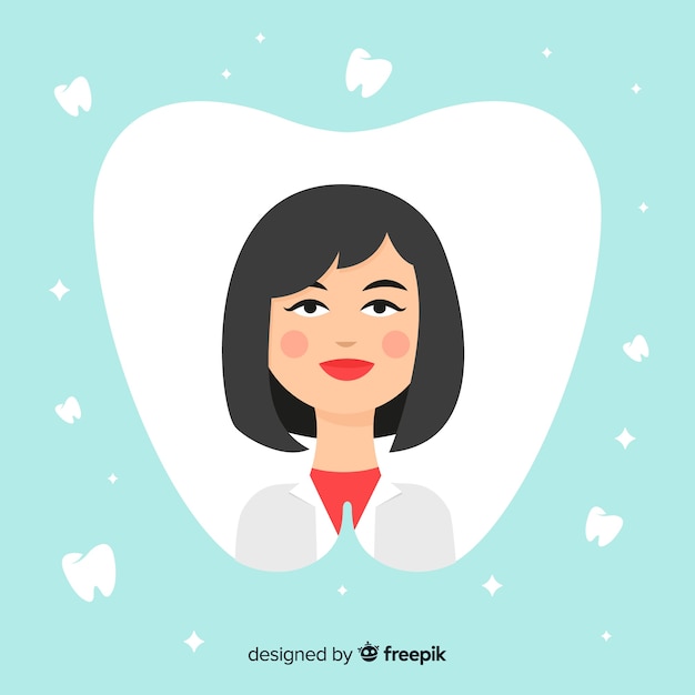 Vector gratuito fondo mujer dentista plano