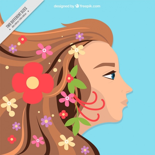 Fondo de mujer con flores en el pelo