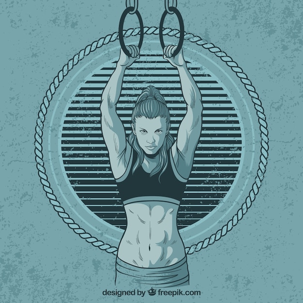 Vector gratuito fondo de mujer haciendo deporte dibujada a mano