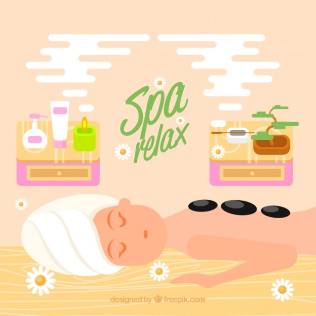 Vector gratuito fondo de mujer relajada en una sesión de spa