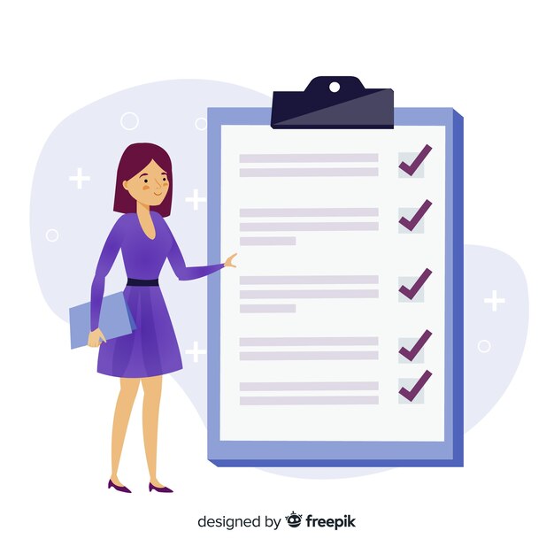 Fondo mujer trabajando en lista de comprobación