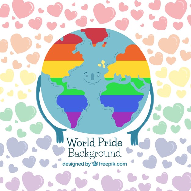 Fondo de mundo colorido con corazones