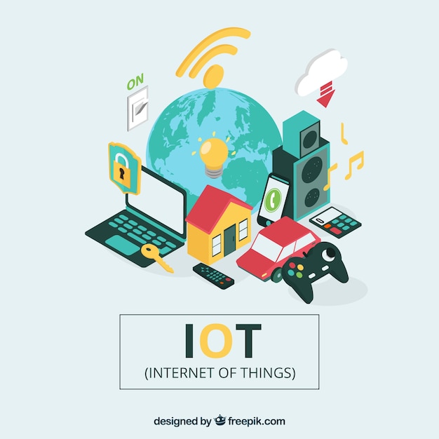 Fondo de mundo y elementos con internet