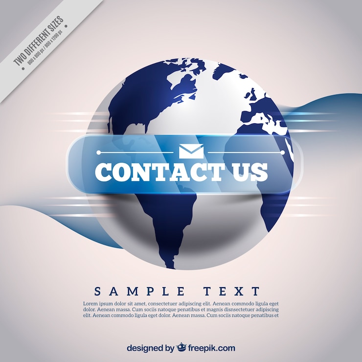 Vector gratuito fondo de mundo con mensaje "contáctanos"