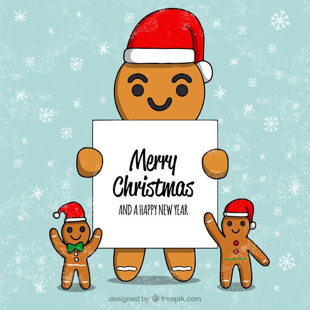 Fondo de muñeco de gingerbread con cartel 